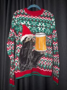 Ugly Christmas Sweater Xmas Size Small Sloth Beer